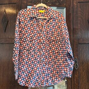 Roller Rabbit Red, Blue & White Geometric Button-Down Shirt